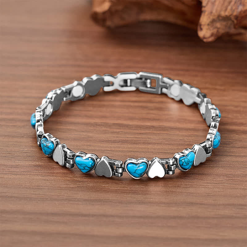 Türkisfarbenes Herz-Armband aus Kupfer mit Magnetkette und Werkzeug zum Entfernen von Gliedern - Silber - image 5