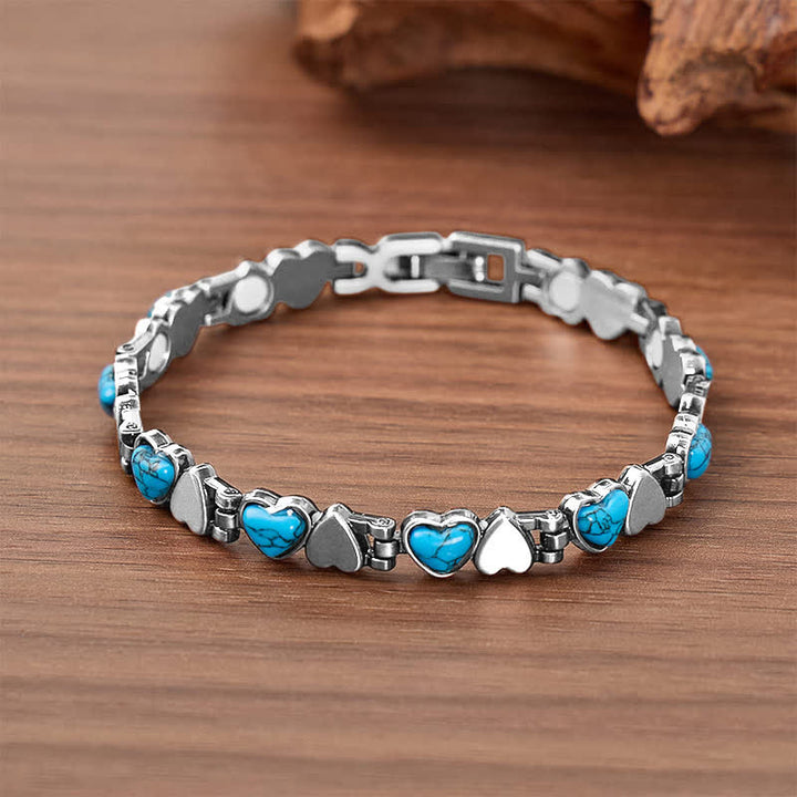 Türkisfarbenes Herz-Armband aus Kupfer mit Magnetkette und Werkzeug zum Entfernen von Gliedern - Silber - image 5