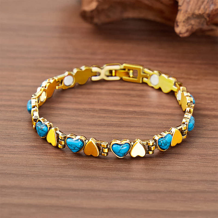 Türkisfarbenes Herz-Armband aus Kupfer mit Magnetkette und Werkzeug zum Entfernen von Gliedern - Gold - image 4