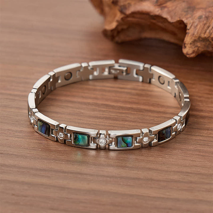 Silbernes Armband mit magnetischer Kette aus Abalone-Muschel und Werkzeug zum Entfernen von Gliedern - Silber - image 0