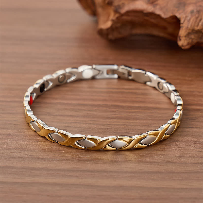 Modernes magnetisches Armband im Puzzle-Design mit Werkzeug zum Entfernen von Gliedern - Gold & Silber - image 0