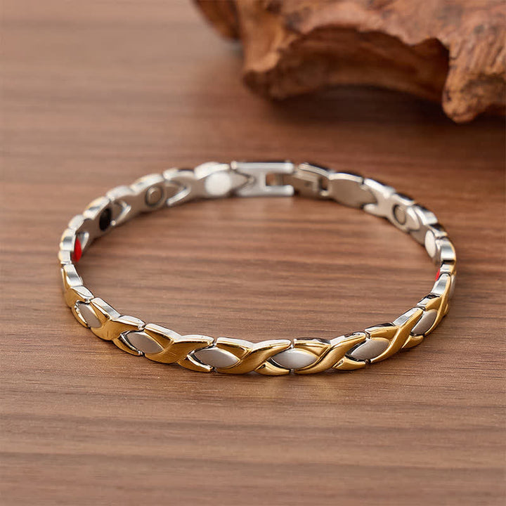 Modernes magnetisches Armband im Puzzle-Design mit Werkzeug zum Entfernen von Gliedern - Gold & Silber - image 0