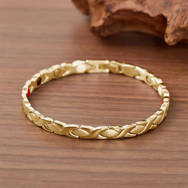 Modernes magnetisches Armband im Puzzle-Design mit Werkzeug zum Entfernen von Gliedern - Gold - image 7