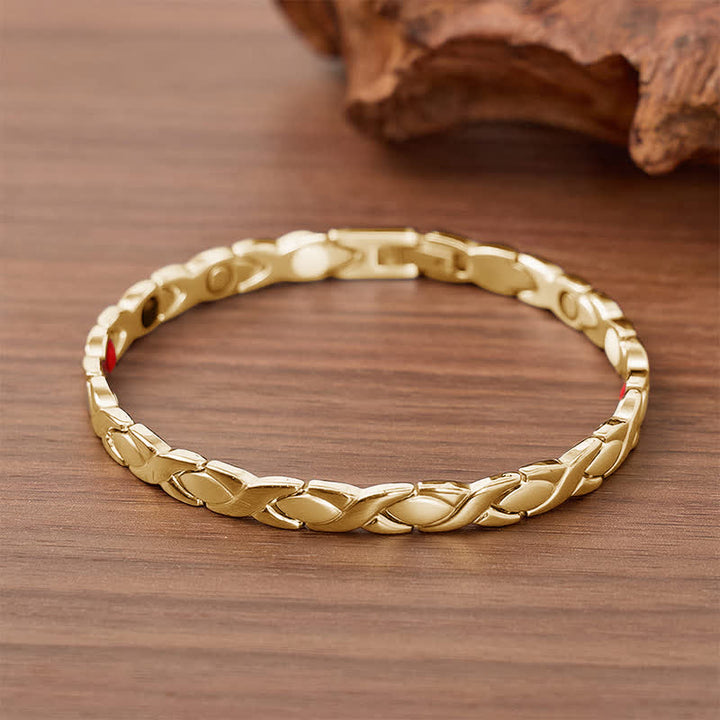 Modernes magnetisches Armband im Puzzle-Design mit Werkzeug zum Entfernen von Gliedern - Gold - image 7