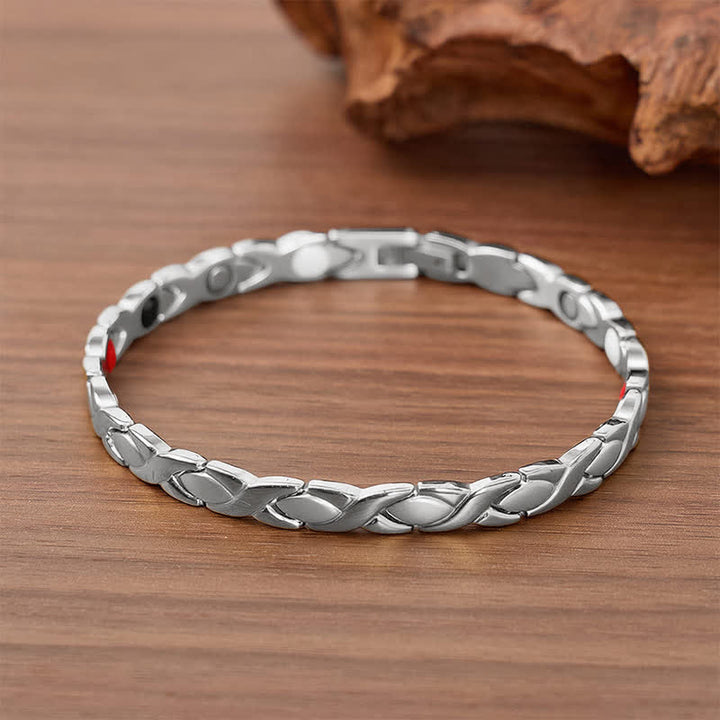 Modernes magnetisches Armband im Puzzle-Design mit Werkzeug zum Entfernen von Gliedern - Silber - image 6