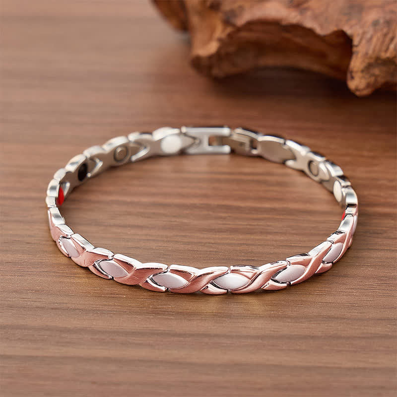 Modernes magnetisches Armband im Puzzle-Design mit Werkzeug zum Entfernen von Gliedern - Roségold & Silber - image 5