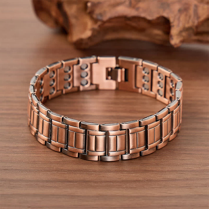 Vintage Business Wide Magnetic Chain Bracelet mit Werkzeug zum Entfernen von Gliedern - Rotbronze - image 0