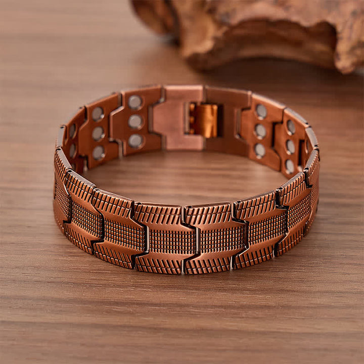 Vintage-Armband mit magnetischer Gliederkette im Pfeilmuster und Werkzeug zum Entfernen von Gliedern - Rotbronze - image 0