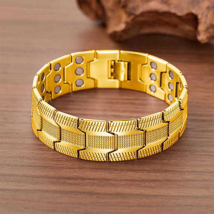 Vintage-Armband mit magnetischer Gliederkette im Pfeilmuster und Werkzeug zum Entfernen von Gliedern - Gold - image 4