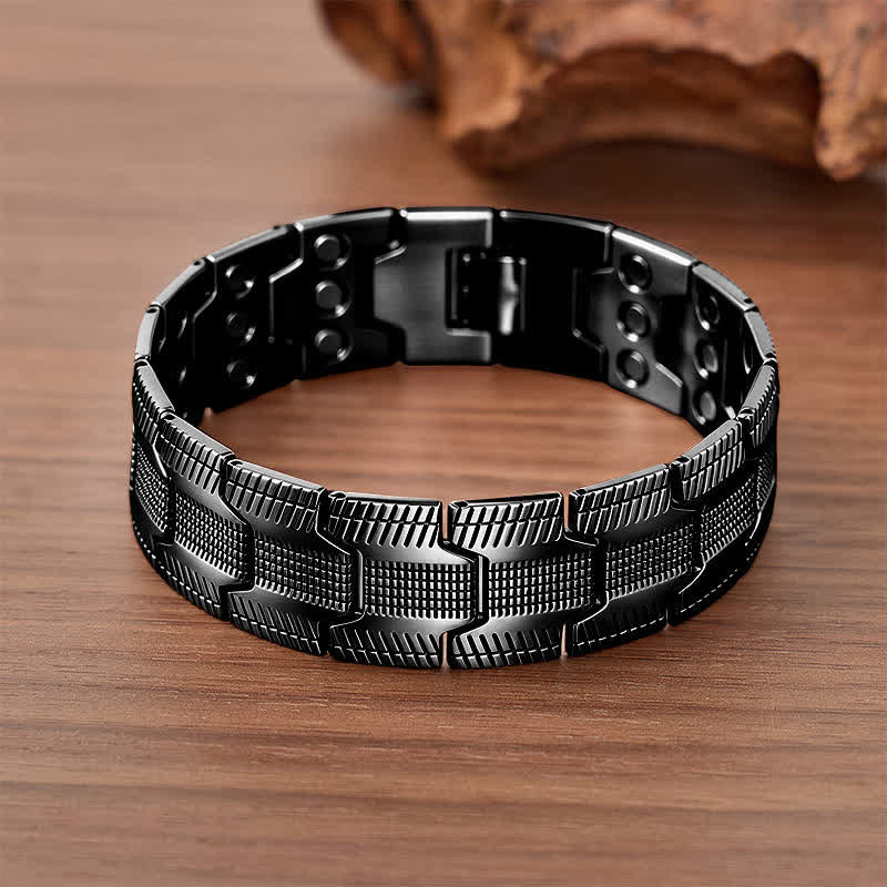 Vintage-Armband mit magnetischer Gliederkette im Pfeilmuster und Werkzeug zum Entfernen von Gliedern - Schwarz - image 6