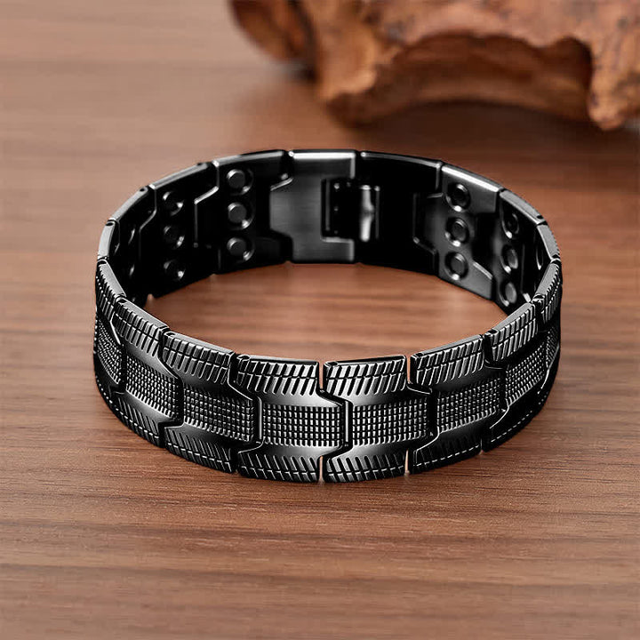 Vintage-Armband mit magnetischer Gliederkette im Pfeilmuster und Werkzeug zum Entfernen von Gliedern - Schwarz - image 6