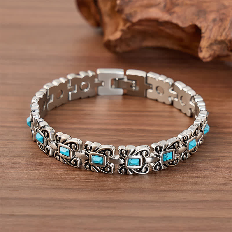 Türkisfarbenes Schmetterlings-Magnetarmband mit Werkzeug zum Entfernen von Gliedern - Silber - image 0