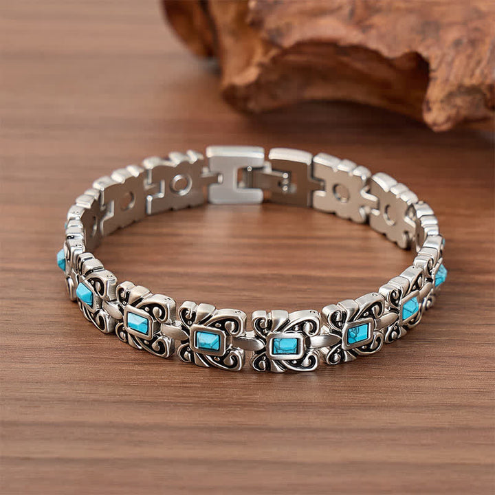 Türkisfarbenes Schmetterlings-Magnetarmband mit Werkzeug zum Entfernen von Gliedern - Silber - image 0