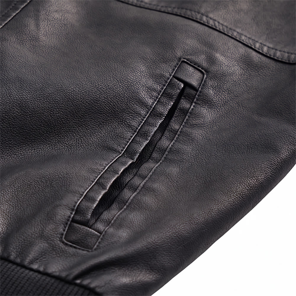 Robuster Bikermantel mit Kapuze aus PU-Leder für Herren - image 7