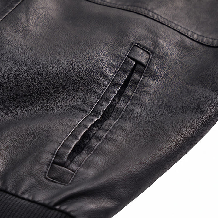 Robuster Bikermantel mit Kapuze aus PU-Leder für Herren - image 7