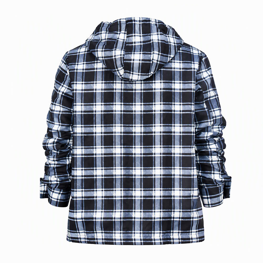 Herren-Kapuzenhemdjacke mit Karomuster und Fleecefutter - image 14