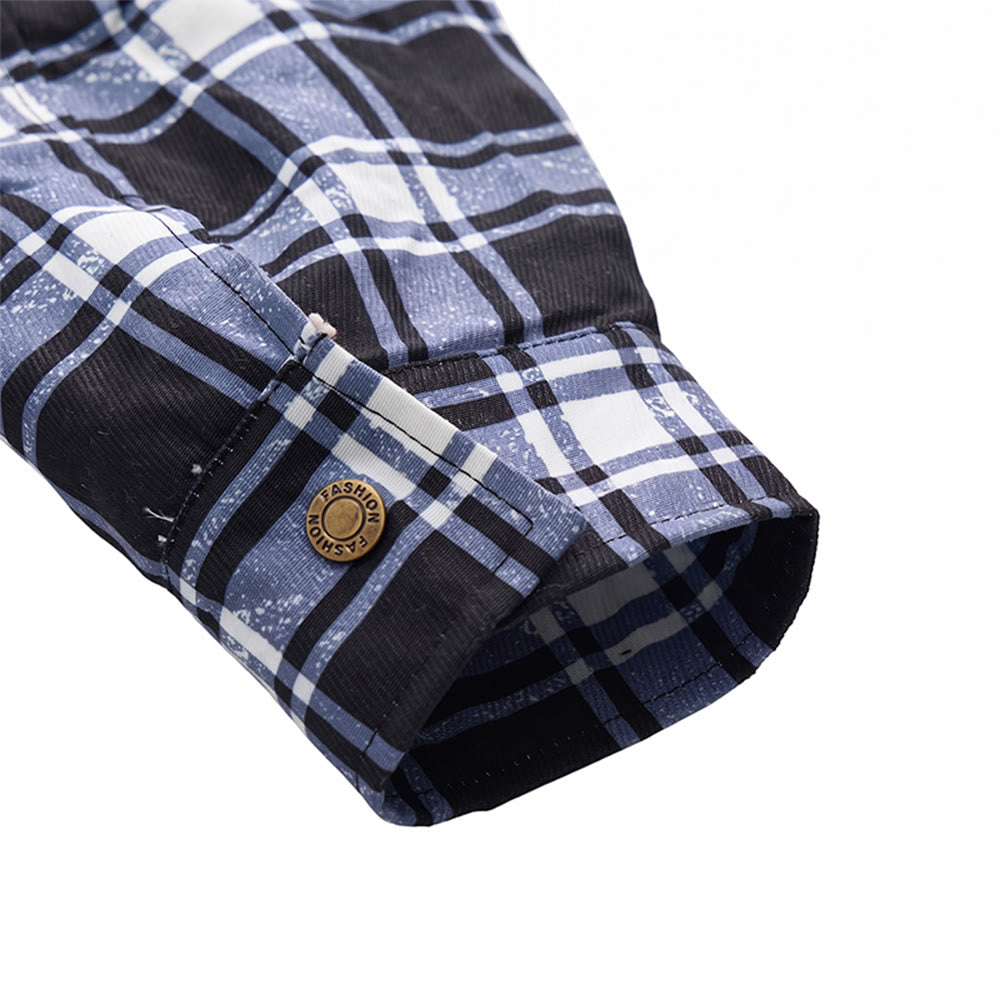 Herren-Kapuzenhemdjacke mit Karomuster und Fleecefutter - image 13