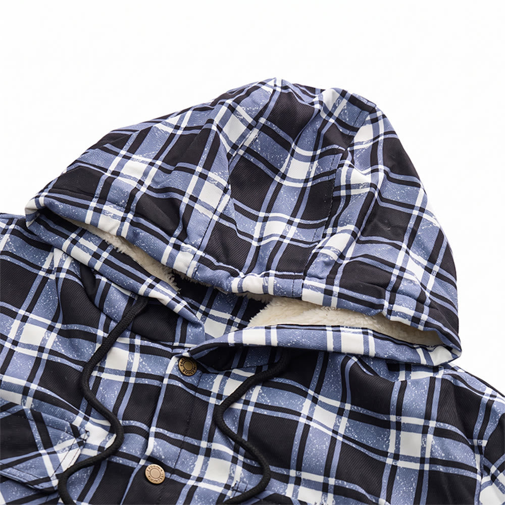 Herren-Kapuzenhemdjacke mit Karomuster und Fleecefutter - image 9