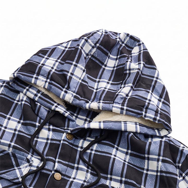 Herren-Kapuzenhemdjacke mit Karomuster und Fleecefutter - image 9