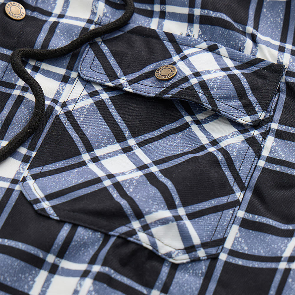 Herren-Kapuzenhemdjacke mit Karomuster und Fleecefutter - image 12