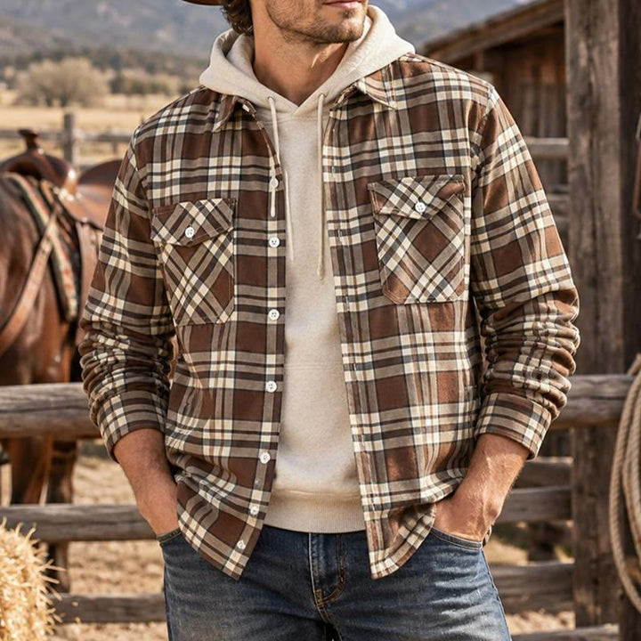 Herren-Hemdjacke mit Karomuster und Fleecefutter - image 0