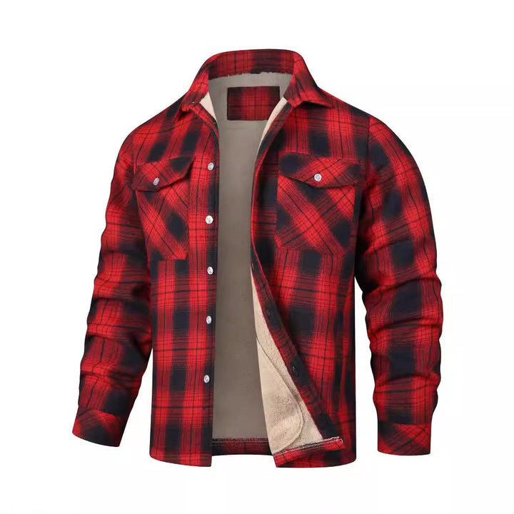 Herren-Hemdjacke mit Karomuster und Fleecefutter - Rot - 5XL - image 2