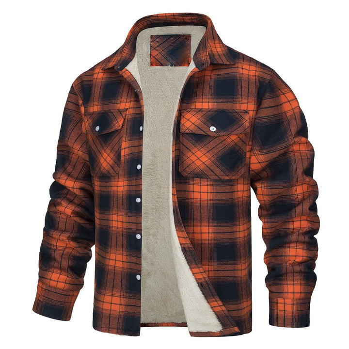 Herren-Hemdjacke mit Karomuster und Fleecefutter - Orange - 5XL - image 5
