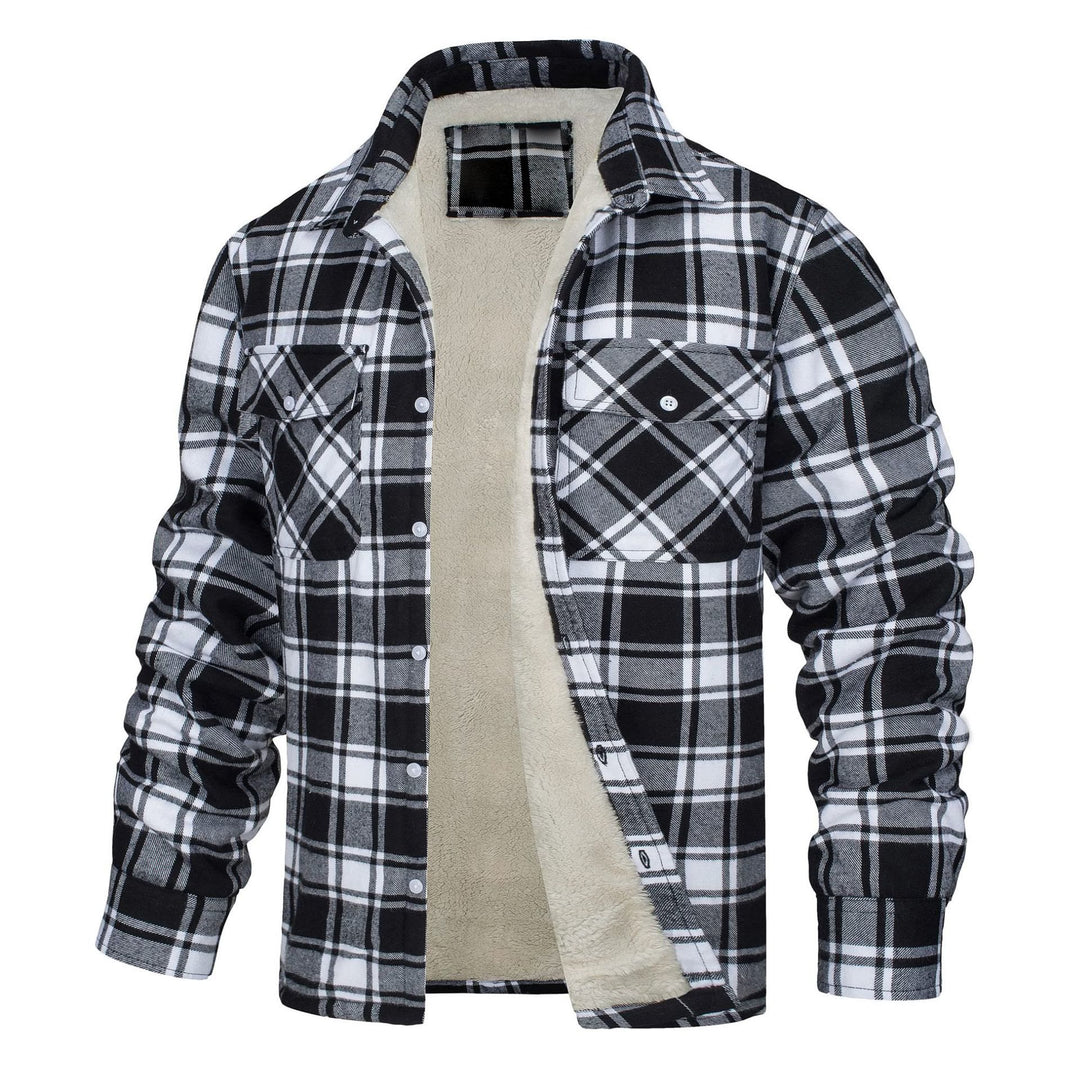 Herren-Hemdjacke mit Karomuster und Fleecefutter - Schwarz - 5XL - image 4