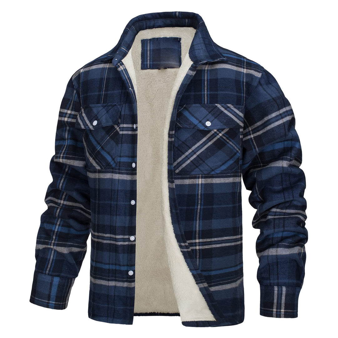 Herren-Hemdjacke mit Karomuster und Fleecefutter - Marineblau - 5XL - image 6
