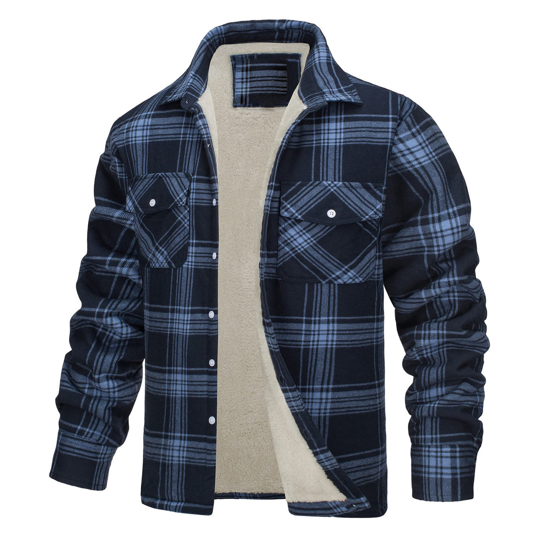 Herren-Hemdjacke mit Karomuster und Fleecefutter - Dunkelblau - 5XL - image 3