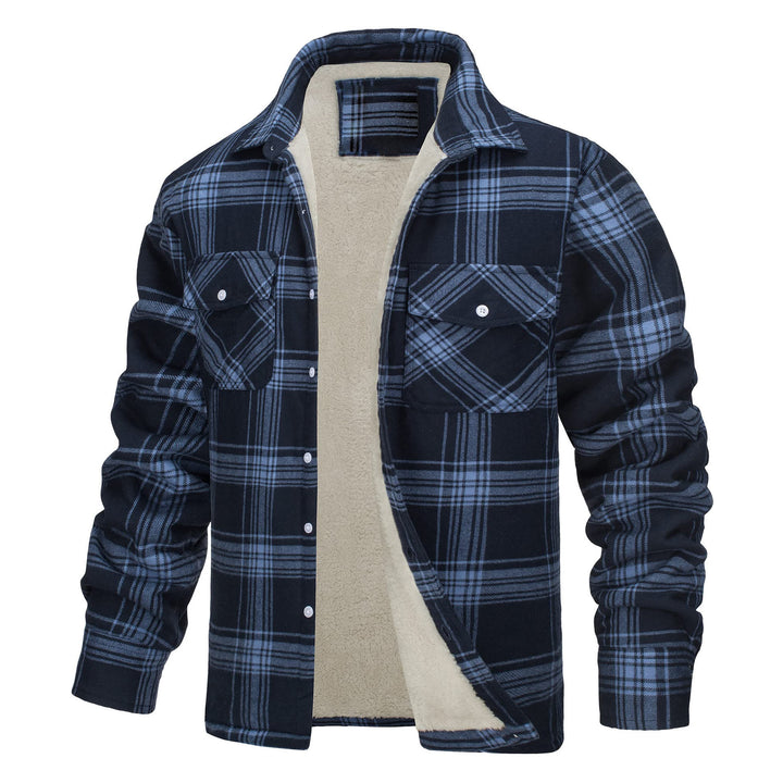 Herren-Hemdjacke mit Karomuster und Fleecefutter - Dunkelblau - 5XL - image 3