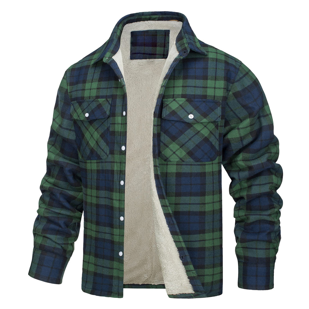Herren-Hemdjacke mit Karomuster und Fleecefutter - Grün - 5XL - image 8