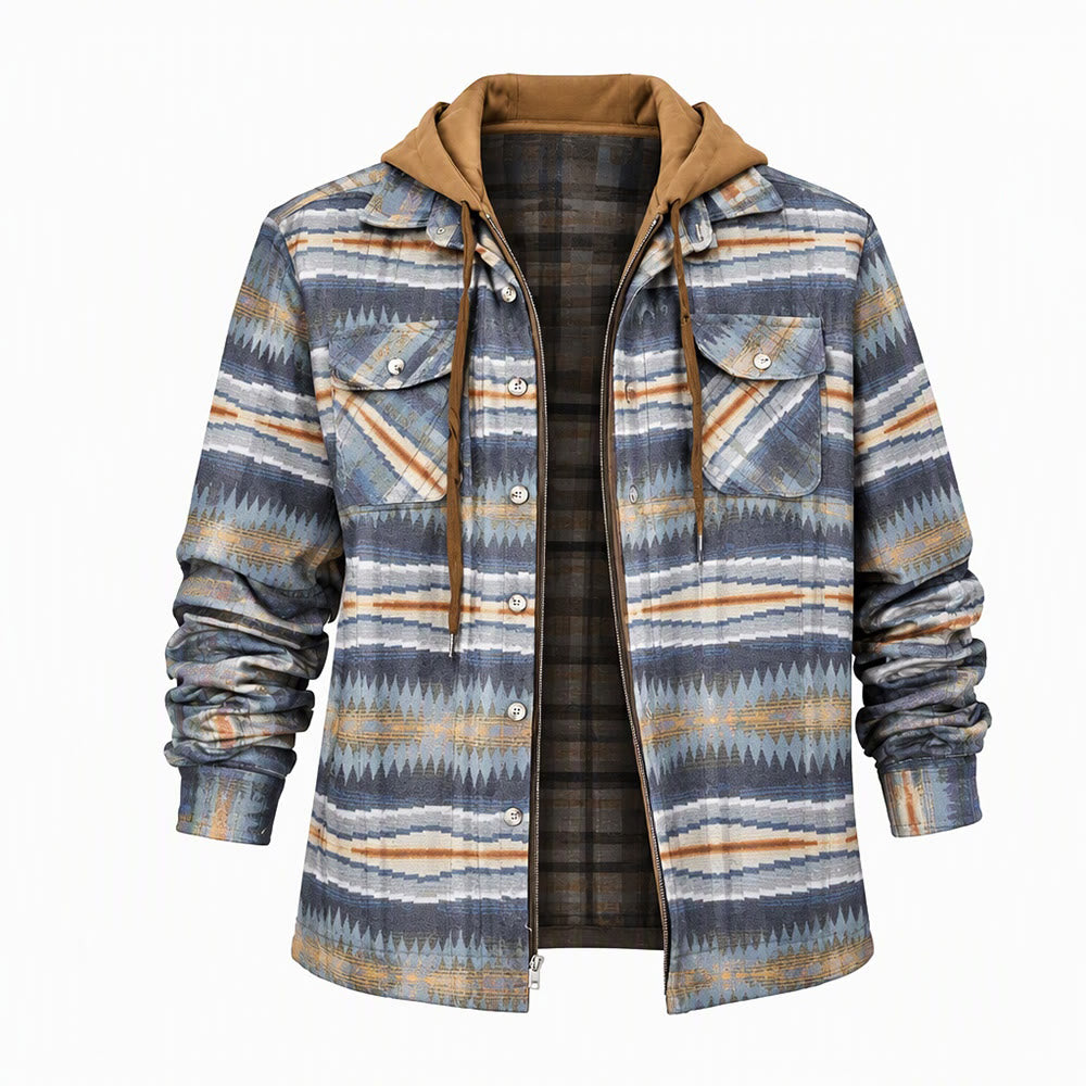 Herren-Stepphemdjacke mit Kapuze und Karomuster - Stil Nr. 7 - 4XL - image 8