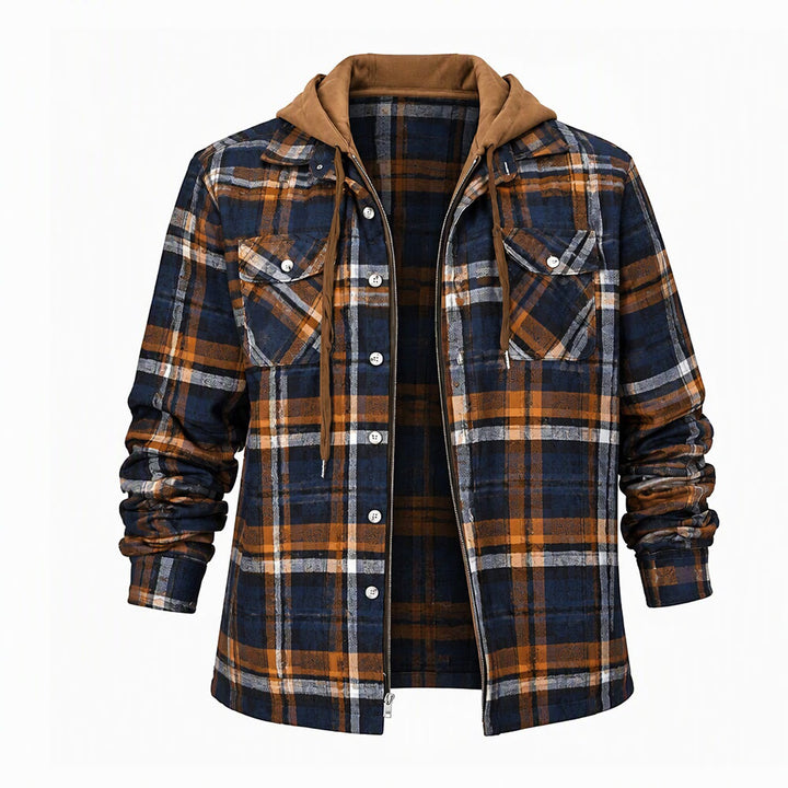 Herren-Stepphemdjacke mit Kapuze und Karomuster - Stil Nr. 9 - 4XL - image 5