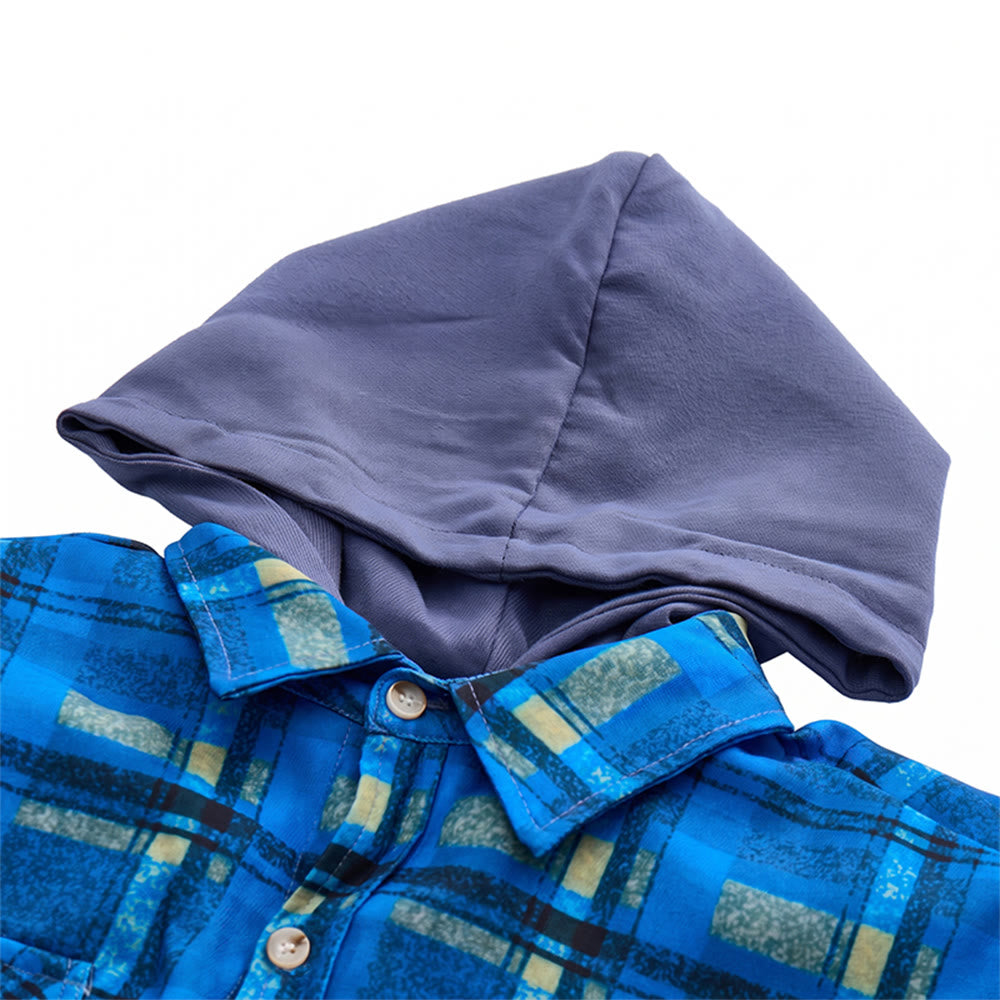 Herren-Stepphemdjacke mit Kapuze und Karomuster - image 22