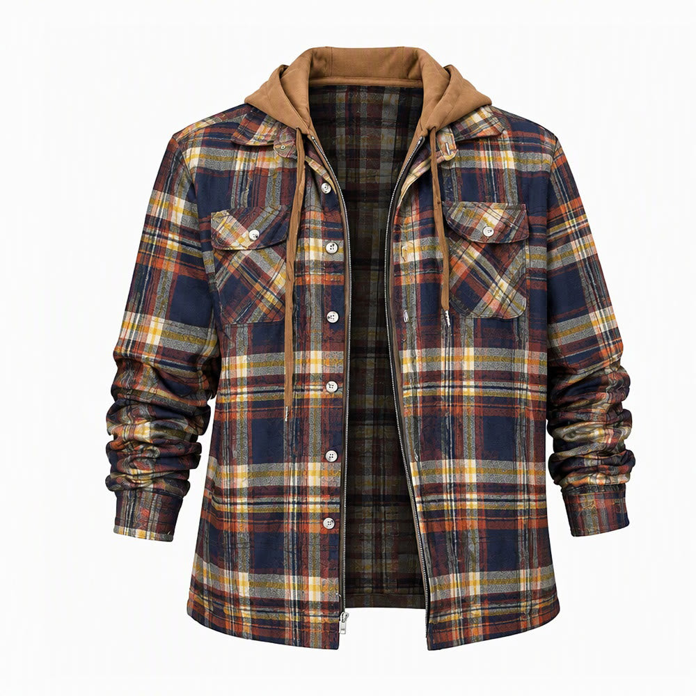 Herren-Stepphemdjacke mit Kapuze und Karomuster - Stil Nr. 10 - 4XL - image 10