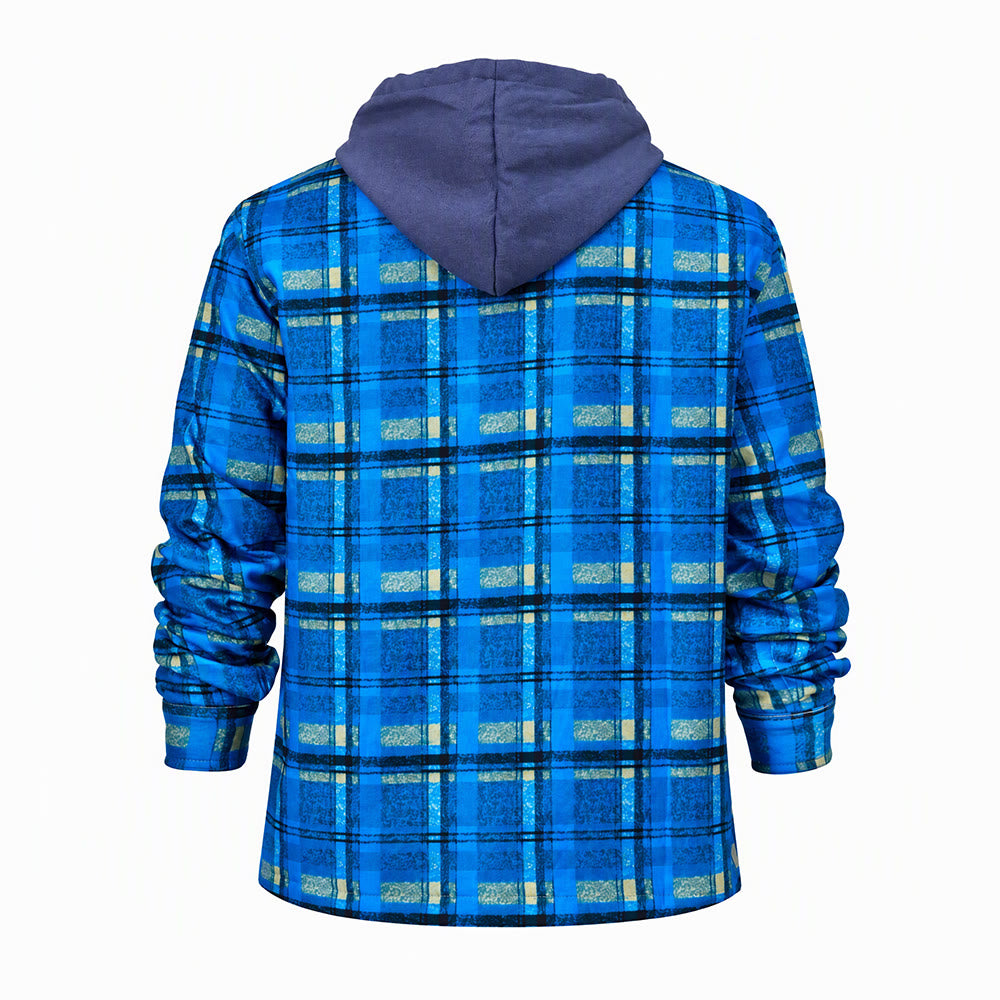 Herren-Stepphemdjacke mit Kapuze und Karomuster - image 26
