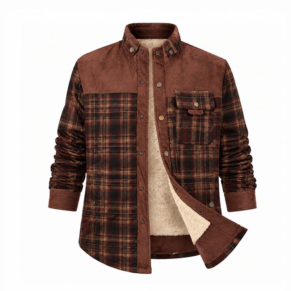 Vintage Herren-Fleecejacke mit Knöpfen - Kaffee - 3XL - image 2