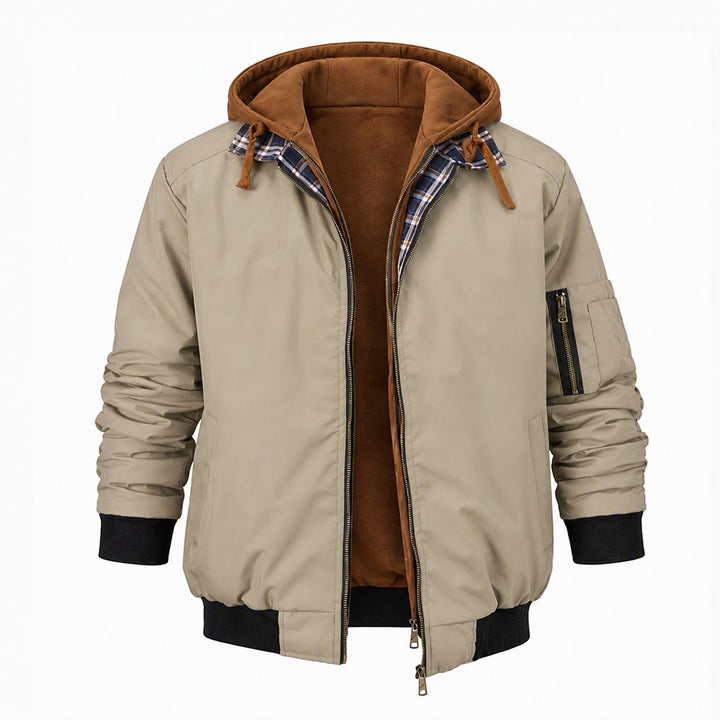Lässiger, wattierter Herrenmantel in Farbblockoptik - Khaki - 3XL - image 3
