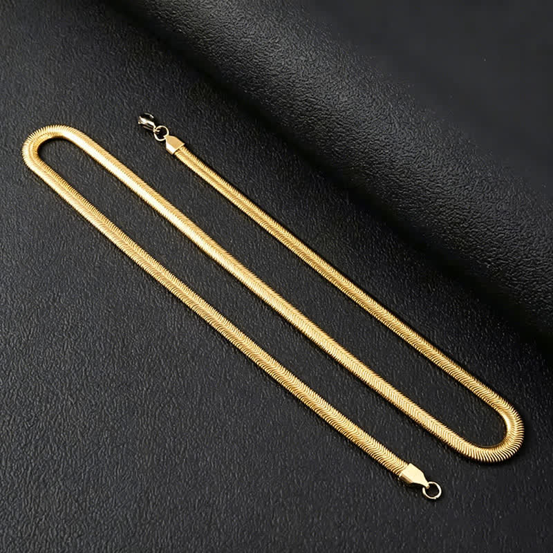 Armband und Halskette aus flachem Schlangenketten-Armband mit Fischgrätmuster - Gold - Halskette - image 6