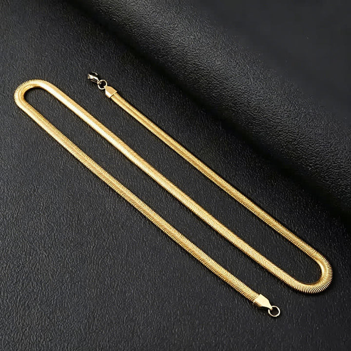 Armband und Halskette aus flachem Schlangenketten-Armband mit Fischgrätmuster - Gold - Halskette - image 6