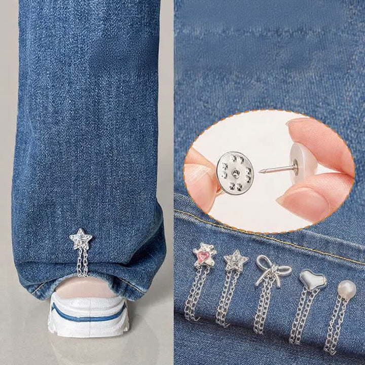 1 Paar verstellbare Jeanssaum-Kettenschnallen-Pins, Hosenmanschettenclips - image 1