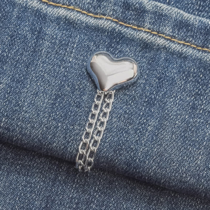 1 Paar verstellbare Jeanssaum-Kettenschnallen-Pins, Hosenmanschettenclips - Herz - image 9