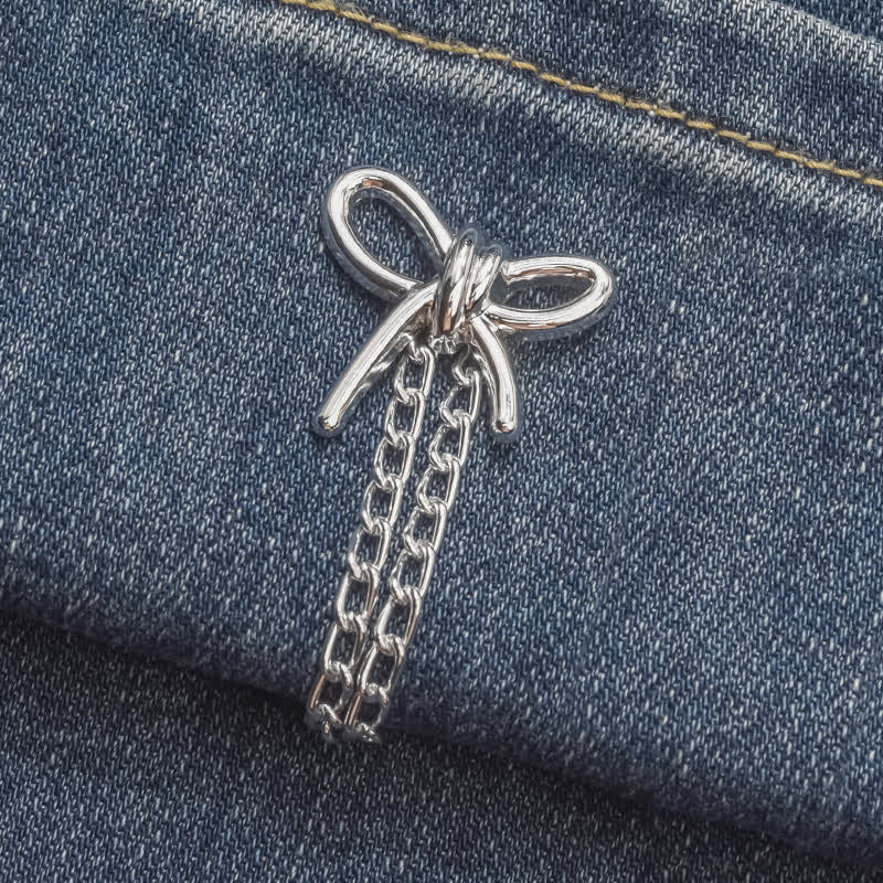 1 Paar verstellbare Jeanssaum-Kettenschnallen-Pins, Hosenmanschettenclips - Schleifenknoten - image 10