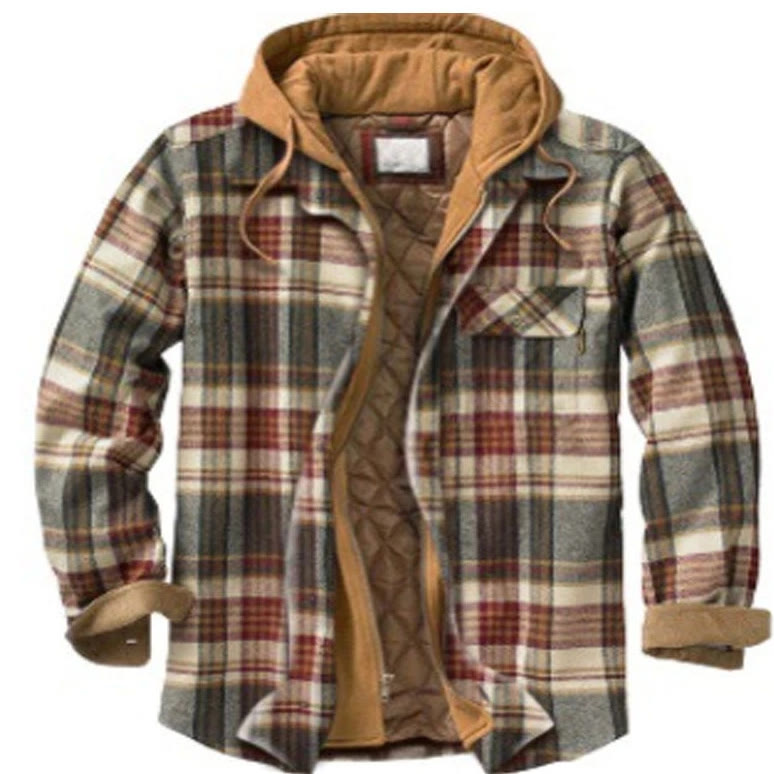 Herren-Stepphemdjacke mit Kapuze und Karomuster - Stil Nr. 3 - 4XL - image 19