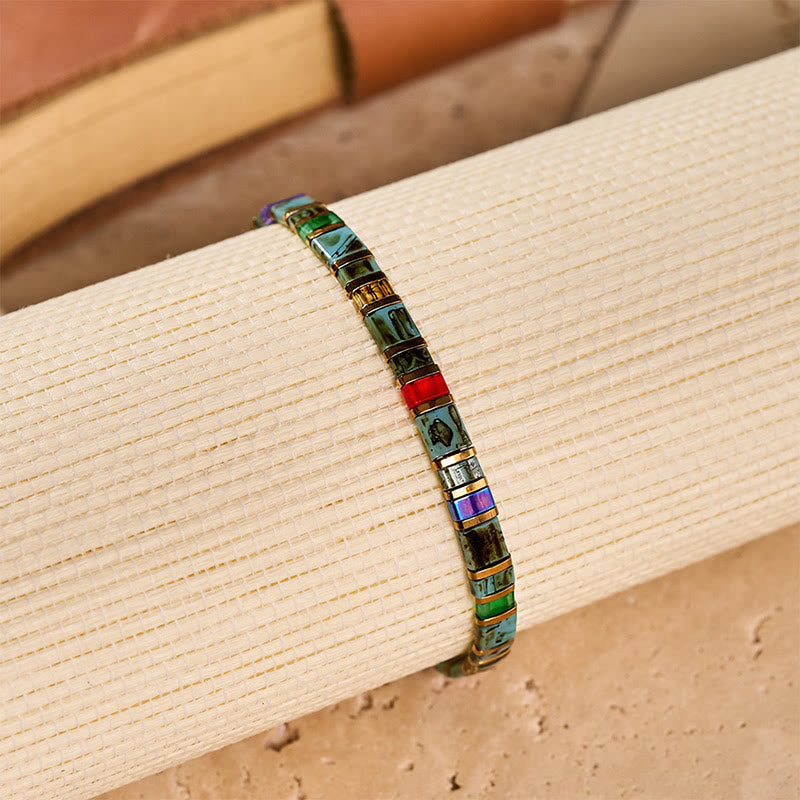 Vintage-Armband mit mehrfarbigen Zylinderperlen - image 6