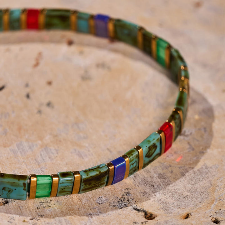 Vintage-Armband mit mehrfarbigen Zylinderperlen - image 5