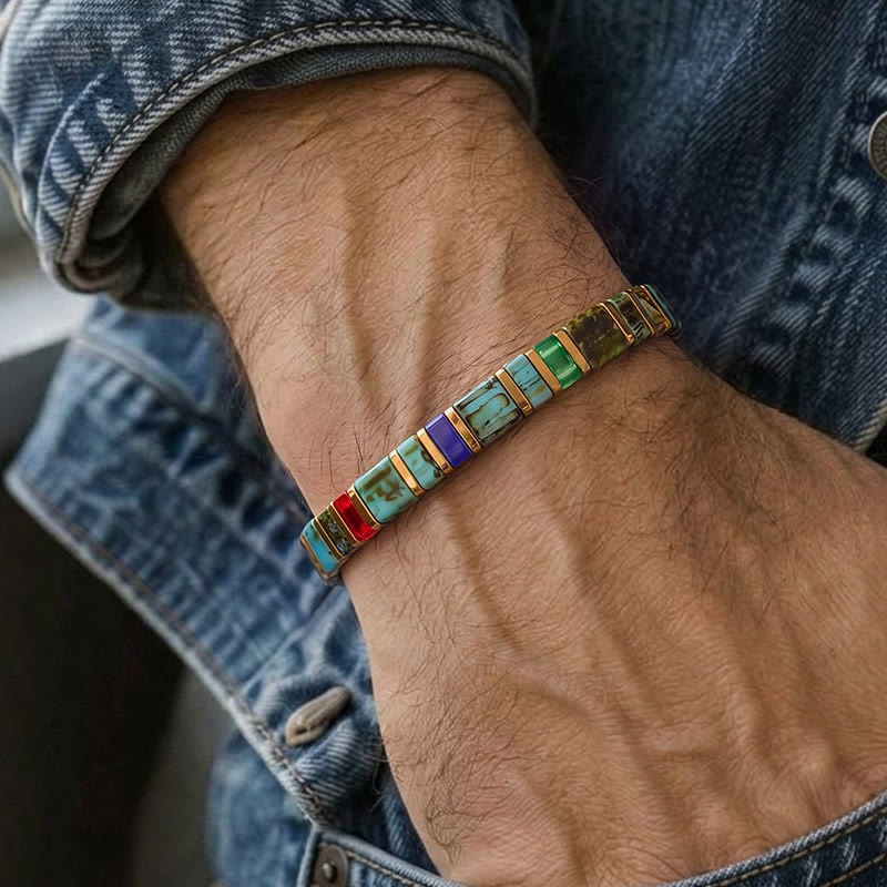 Vintage-Armband mit mehrfarbigen Zylinderperlen - image 1