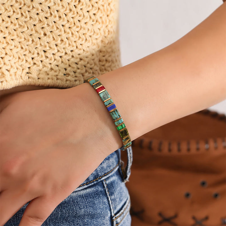 Vintage-Armband mit mehrfarbigen Zylinderperlen - image 2