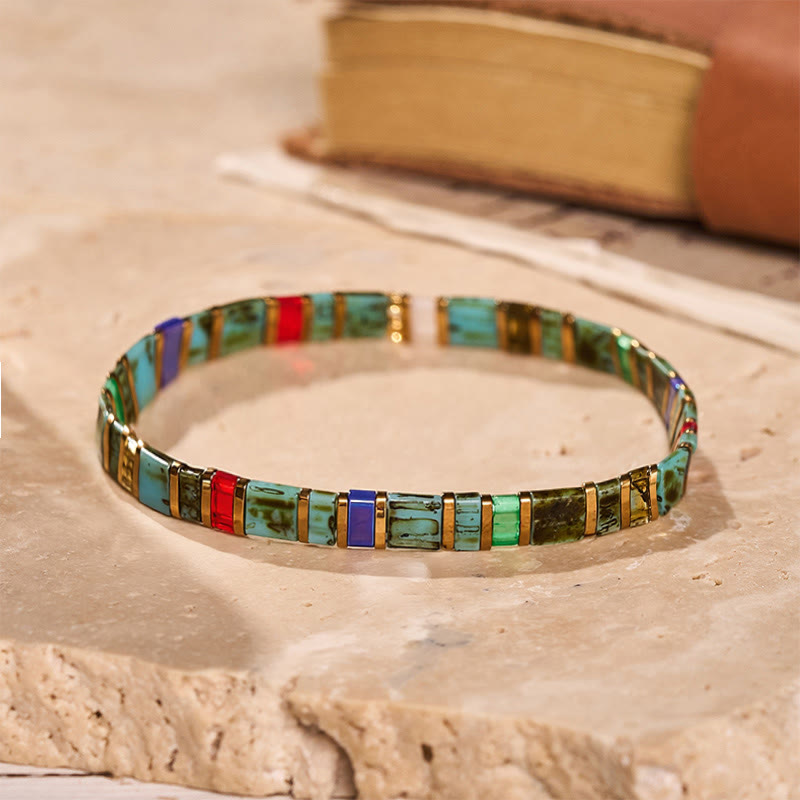 Vintage-Armband mit mehrfarbigen Zylinderperlen - Mehrfarbig - image 3